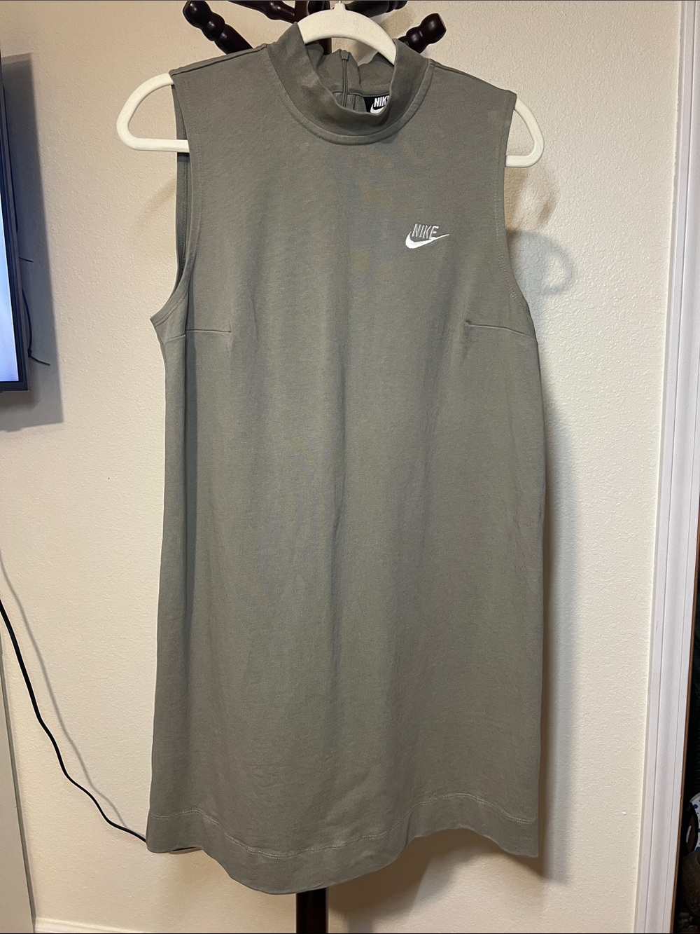 Olive Green Nike Sleeveless Mock-Neck Dress